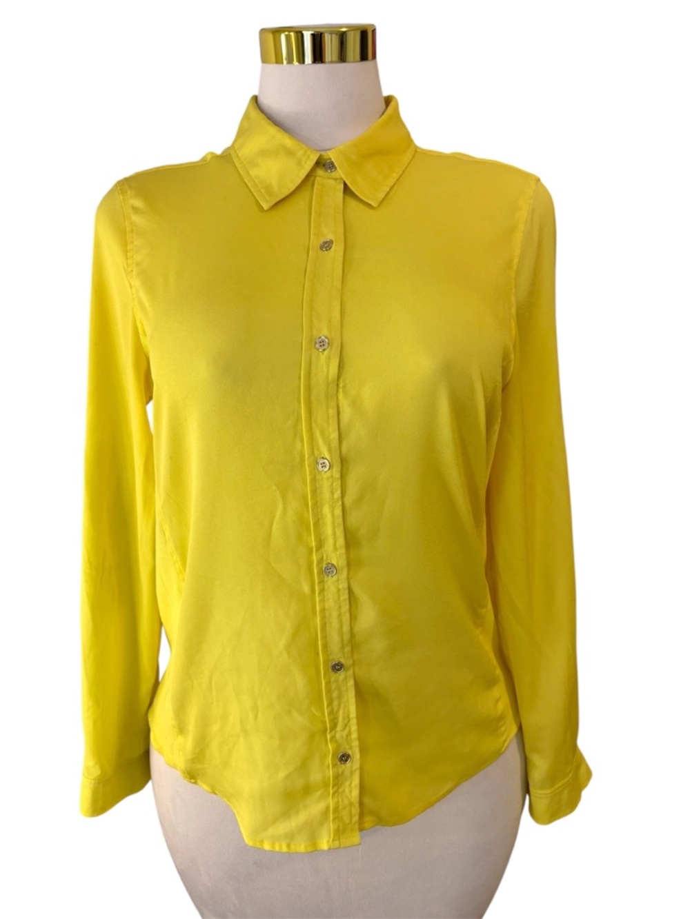 Calvin Klein Womens Yellow Long Sleeve Blouse Size M Office Work Business Career